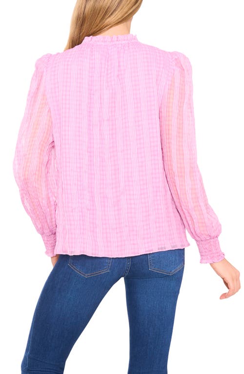 Cece Mixed Print Split Neck Top In Pink
