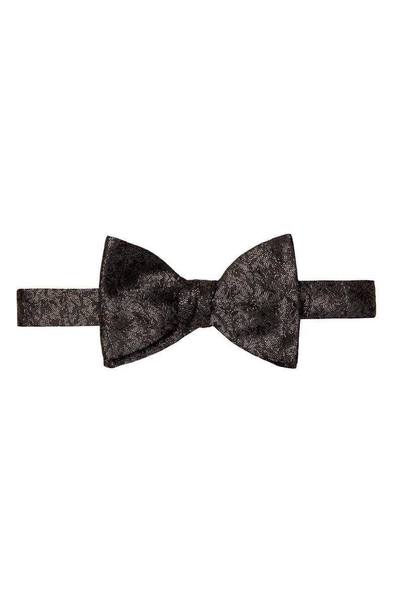 Eton Floral Silk Pre-Tied Bow Tie, Main, color, Black