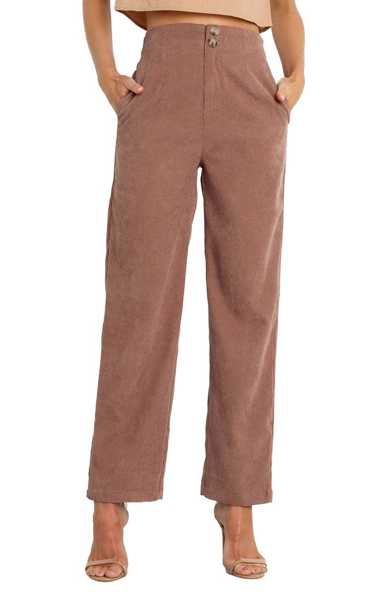 Petal & Pup Springfield High Waist Cotton Corduroy Pants, Main, color, Brown