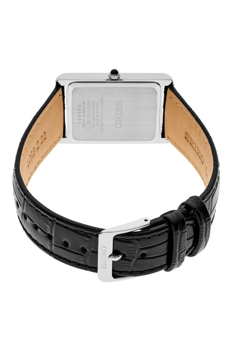 Essentials Croc Embossed Leather Strap Watch, Alternate, color, WHITE/ SILVER