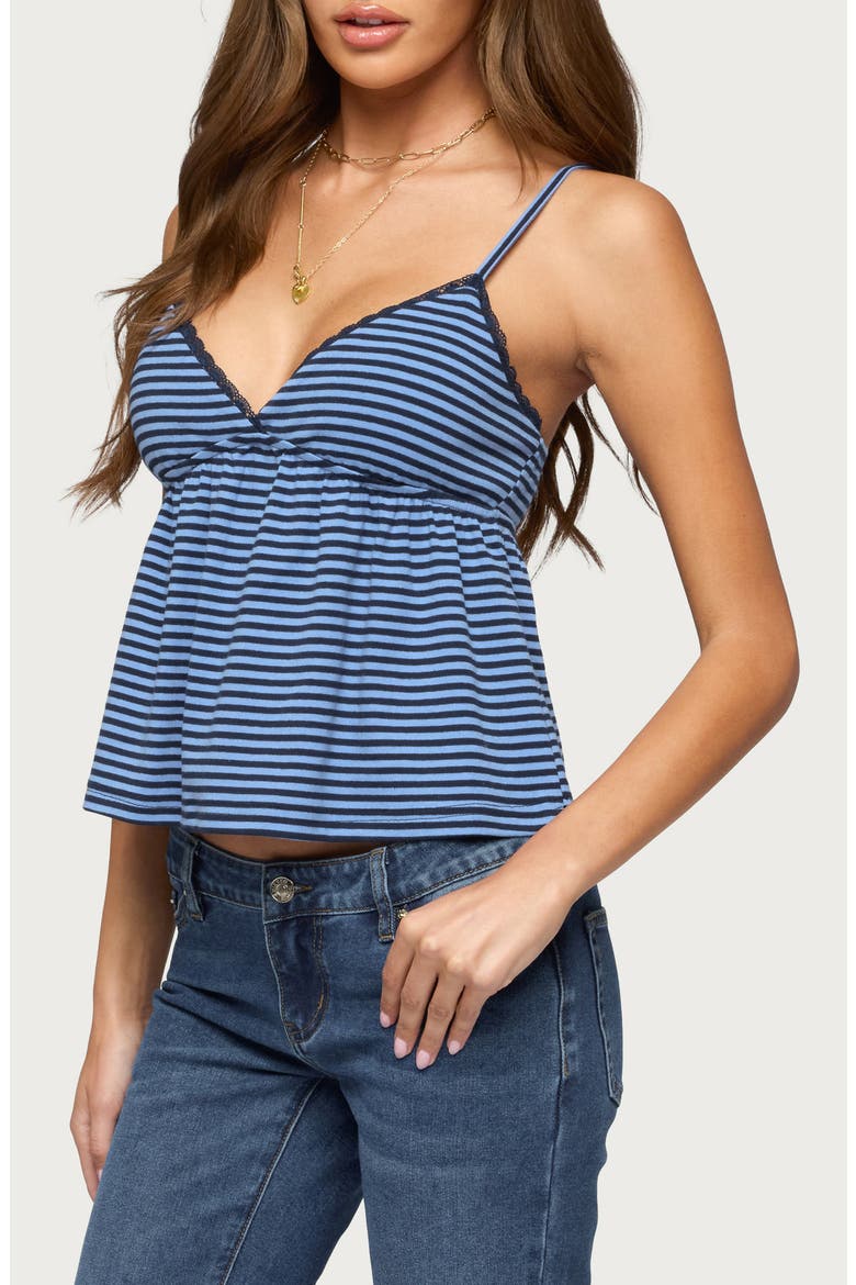 Orietta Stripe Babydoll Camisole, Alternate, color, NAVY