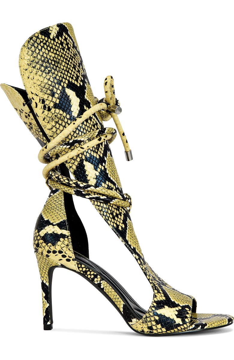 AZALEA WANG Bocker Snakeskin Embossed Sandal, Alternate, color, Yellow Multi