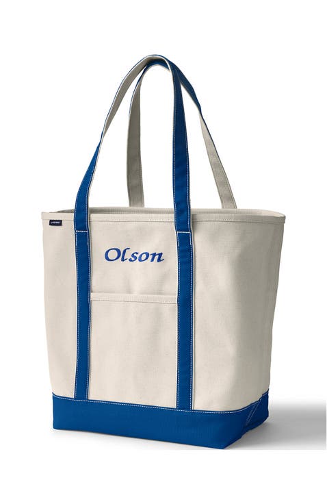 Open Top Long Handle Canvas Tote Bag