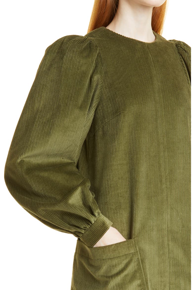 Ted Baker Londo Xavia Long Sleeve Cotton Corduroy A-Line Dress, Alternate, color, KHAKI