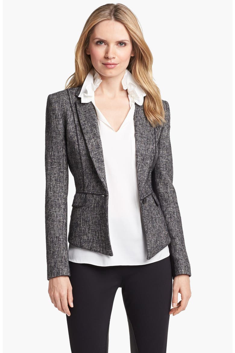 'Minka' Metallic Tweed Jacket, Main, color, BLACK MULTI