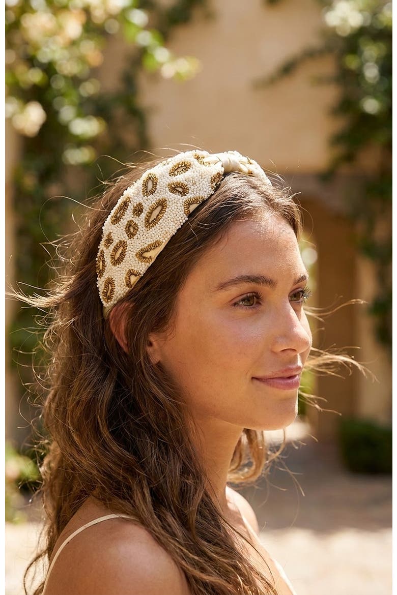 Champagne Leopard Headband, Alternate, color, Ivory