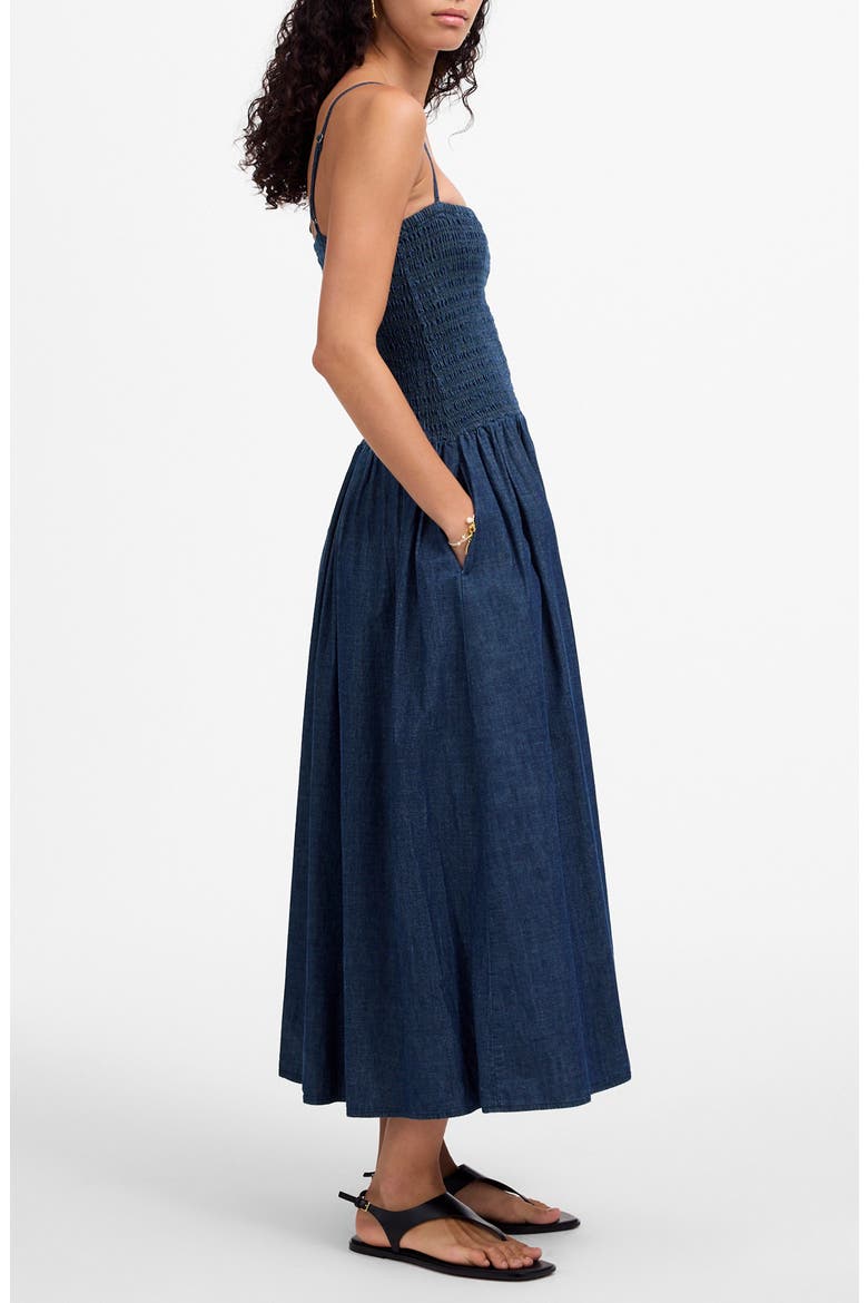 Smocked Midi Sundress, Alternate, color, RINSE WASH