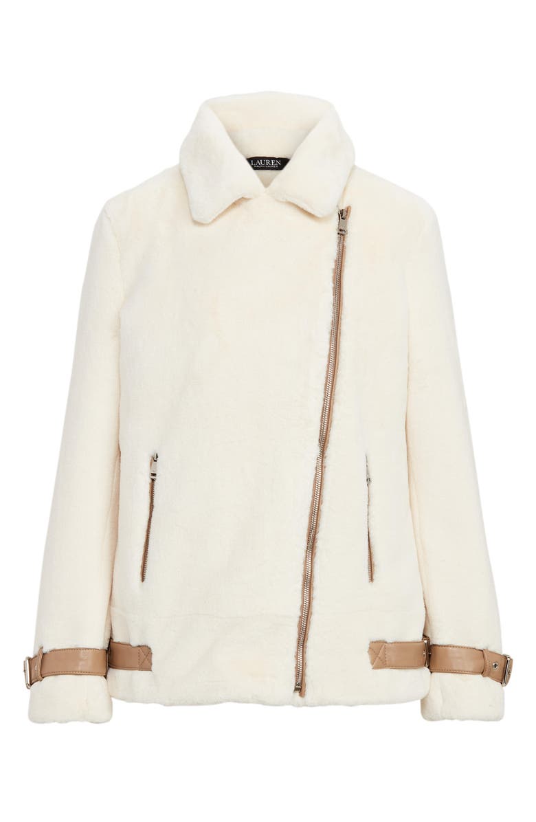 Lauren Ralph Lauren Asymmetric Faux Fur Moto Coat, Alternate, color,