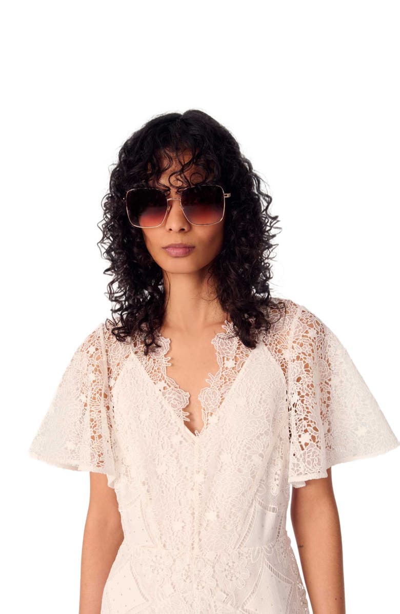 maje Floral guipure maxi dress, Alternate, color, White