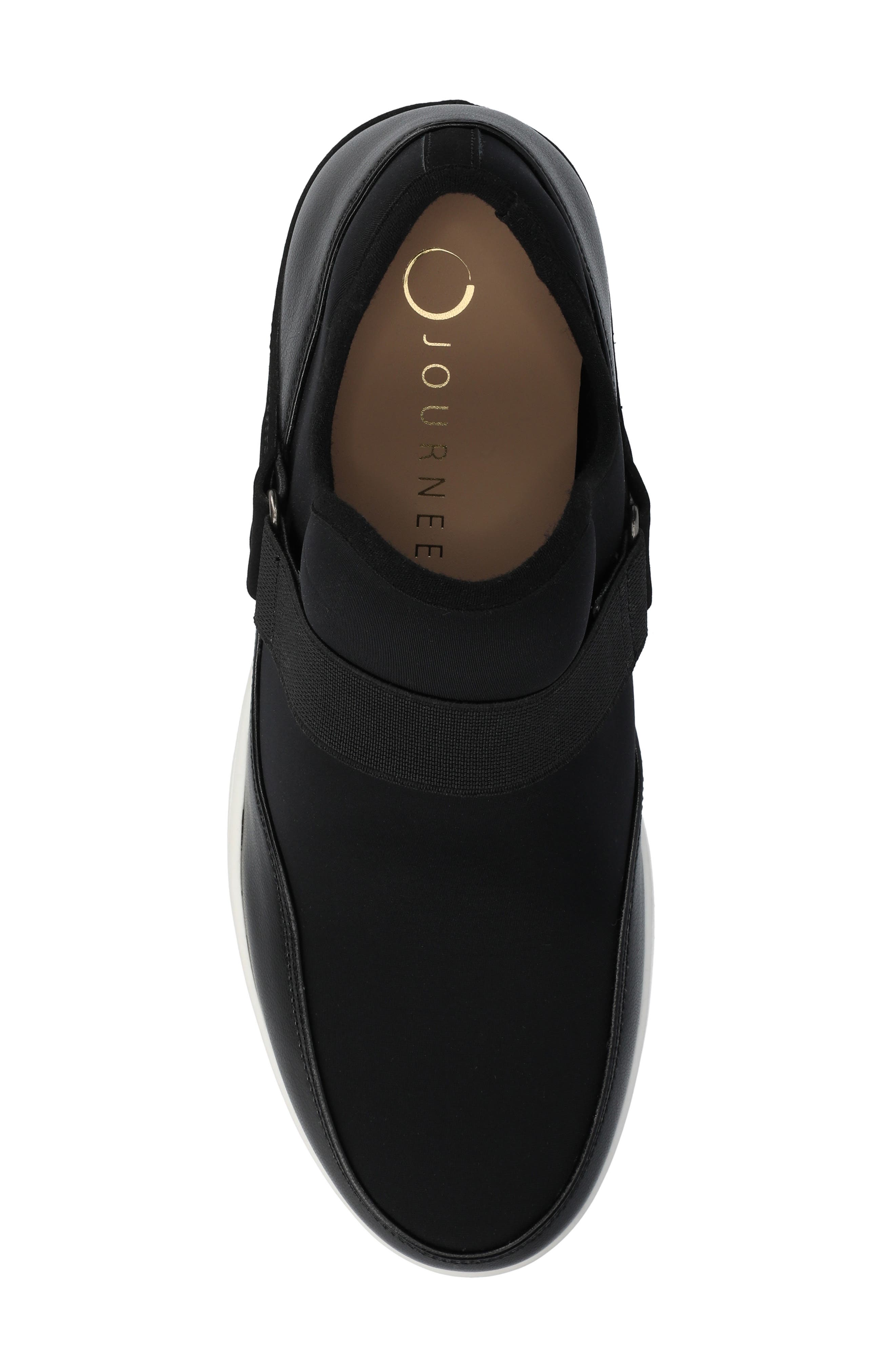 Journee Collection Damari Stretch Wedge Sneaker, Alternate, color, Black