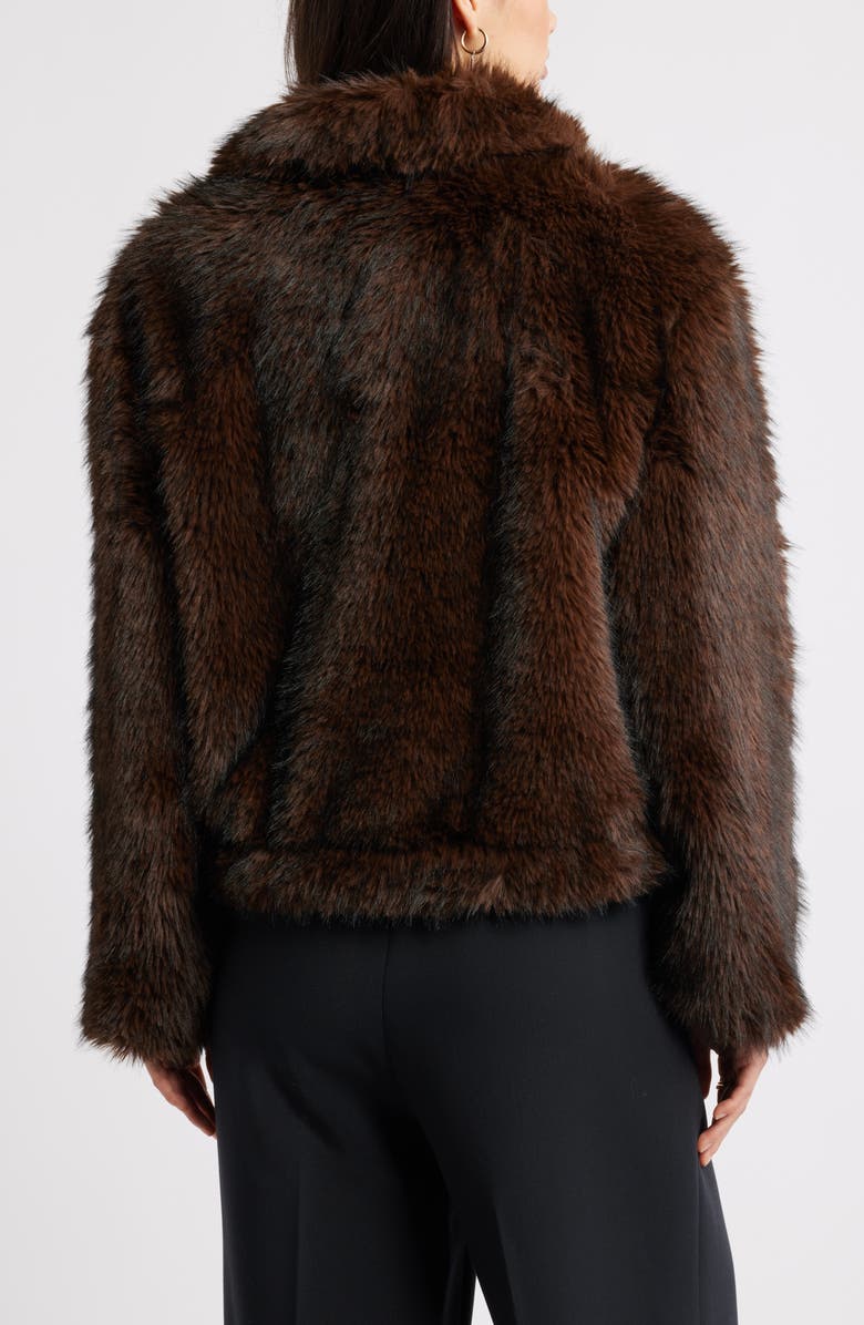 Open Edit Faux Fur Bomber Jacket, Alternate, color, Brown Coffee