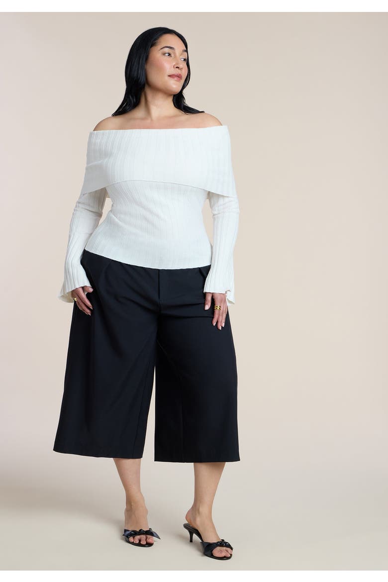 Off The Shoulder Ribbed Sweater, Alternate, color, COCONUT MILK