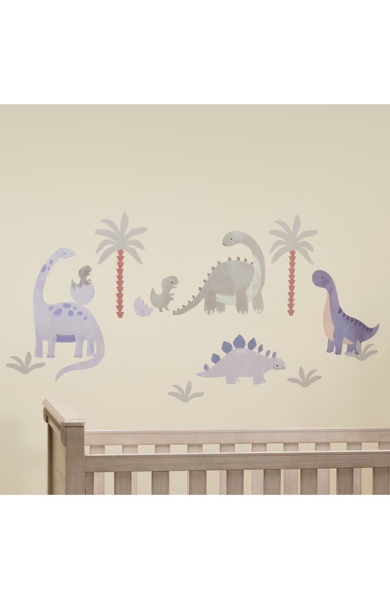 Lambs & Ivy Dino-Might Watercolor Dinosaur Theme Wall Decals/Stickers, Alternate, color, Multicolor