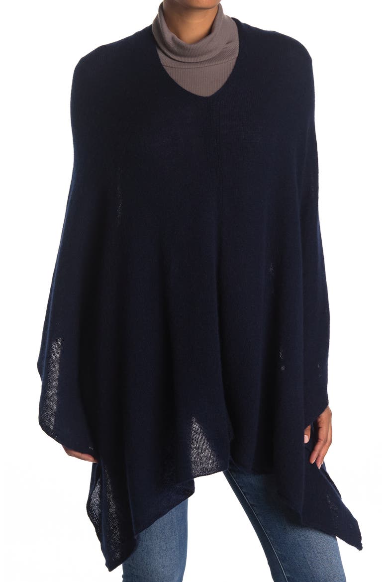Cowl Neck Knit Poncho, Main, color, NAVY