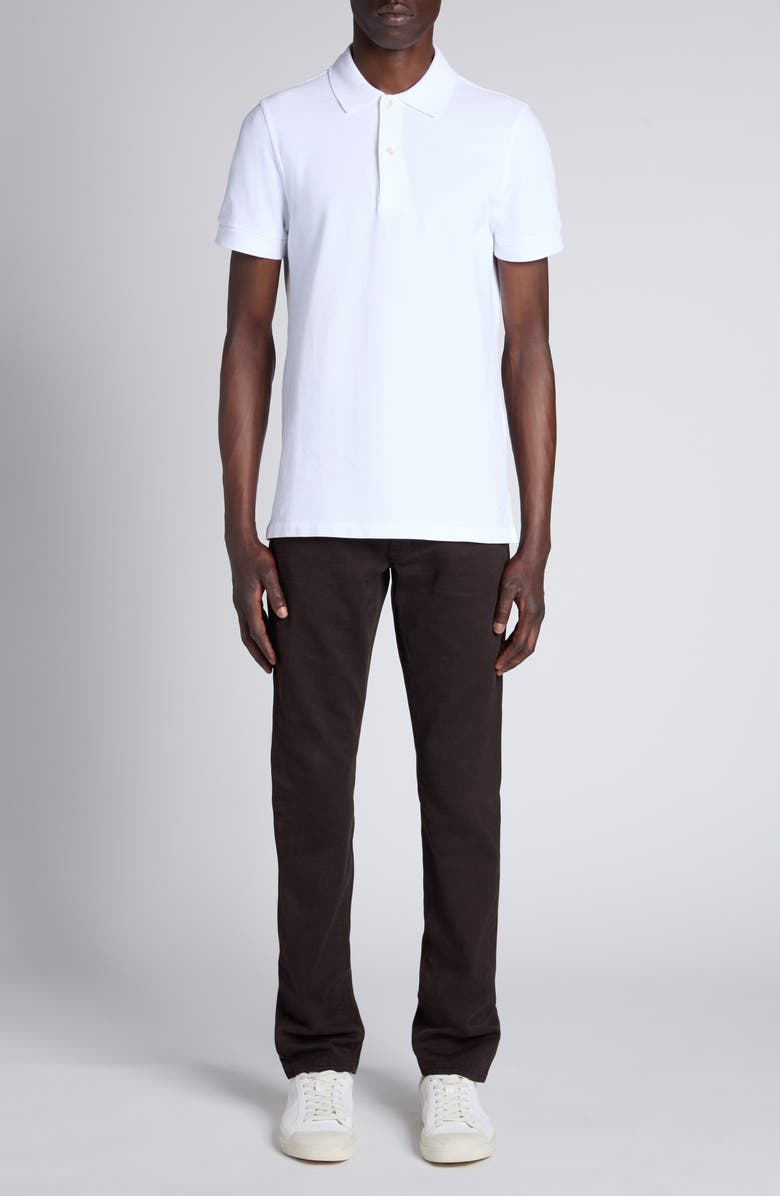 TOM FORD Lyocell & Cotton Piqué Polo, Alternate, color, Aw002 White