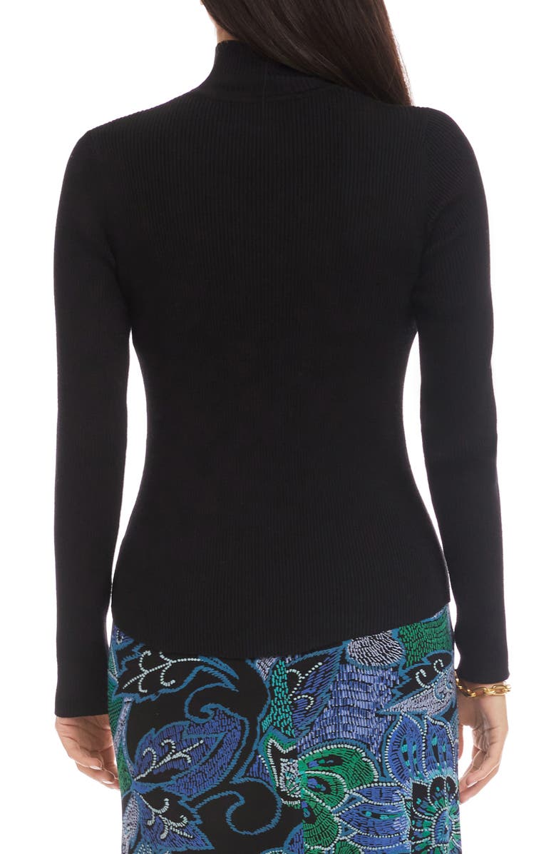 Karen Kane Rib Mock Neck Sweater, Alternate, color, Black