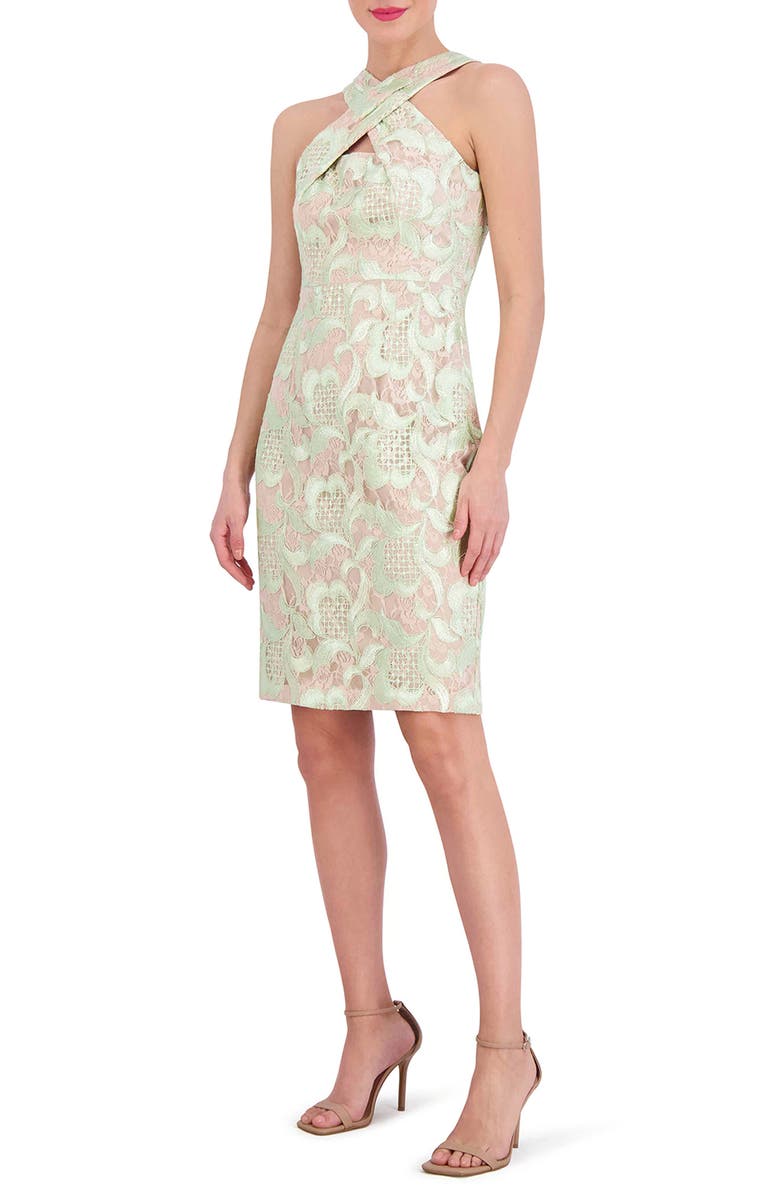 Vince Camuto Embroidered Lace Body-Con Dress, Alternate, color, Pistachio