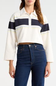 Re/Done Stripe Cotton Crop Rugby Polo