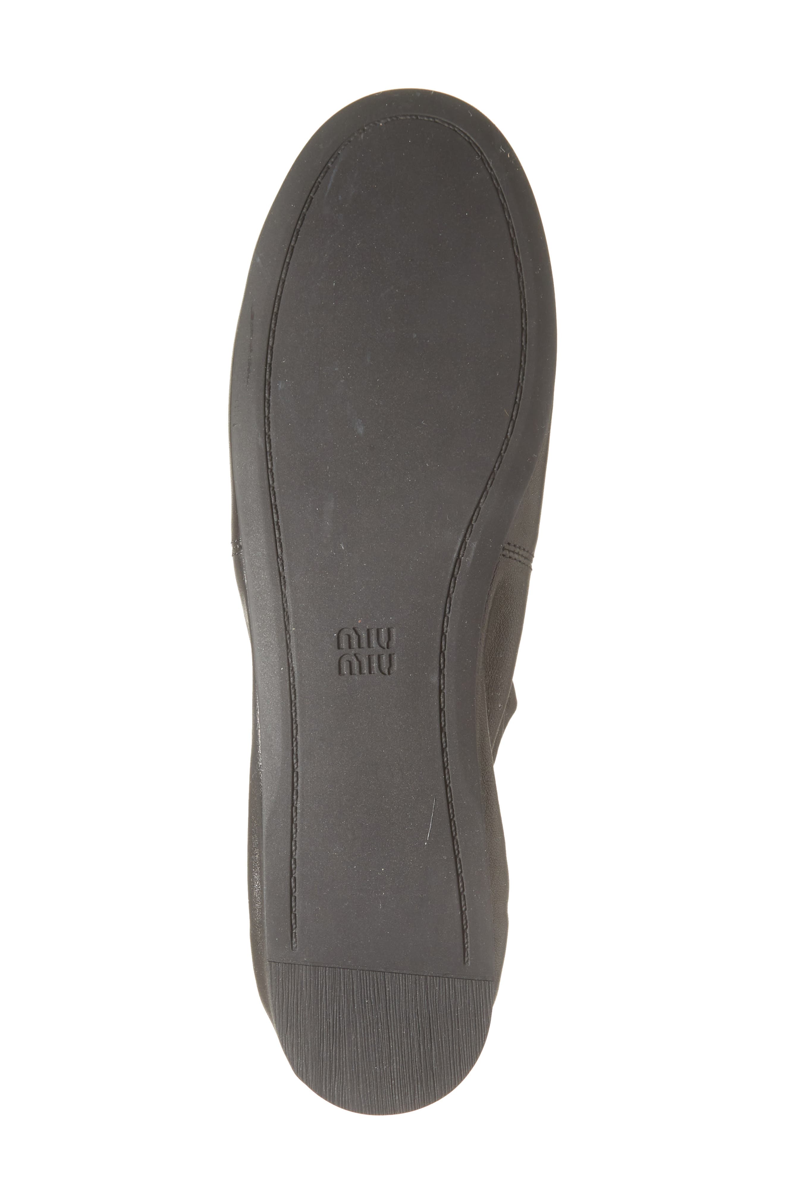Miu Miu Ruched Ballerina Flat, Alternate, color, Nero