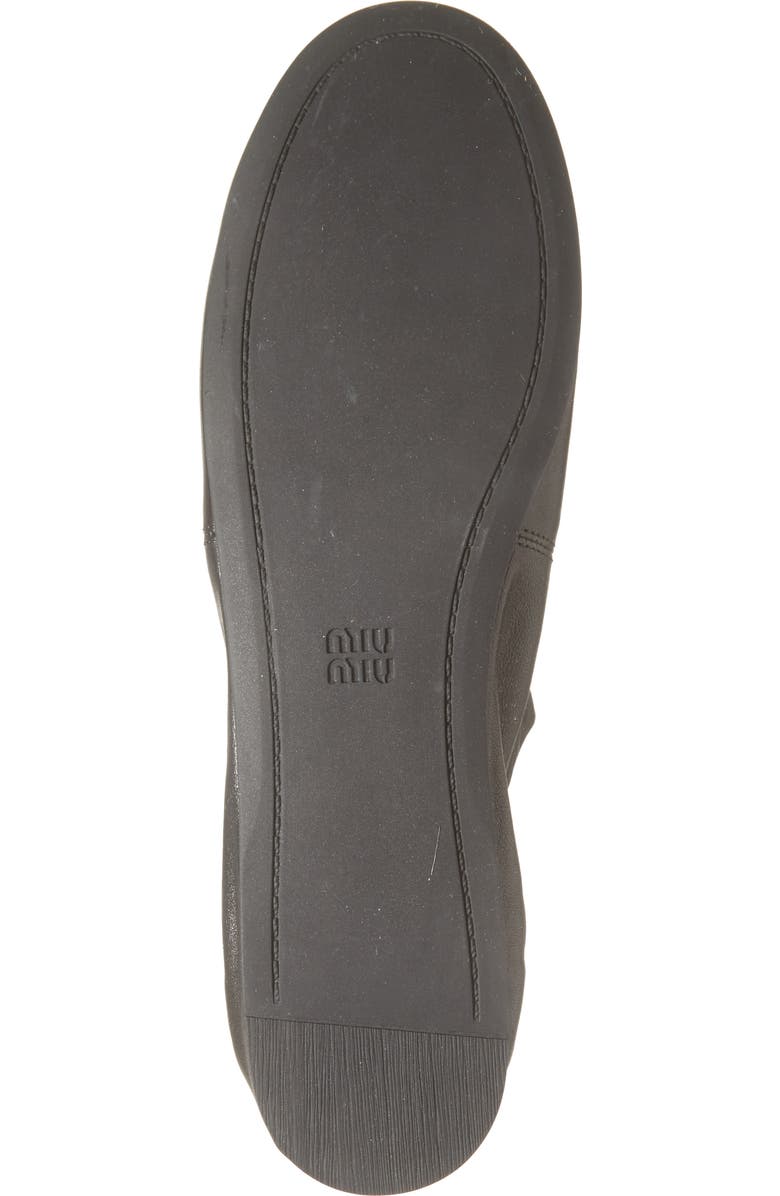 Miu Miu Ruched Ballerina Flat, Alternate, color, Nero