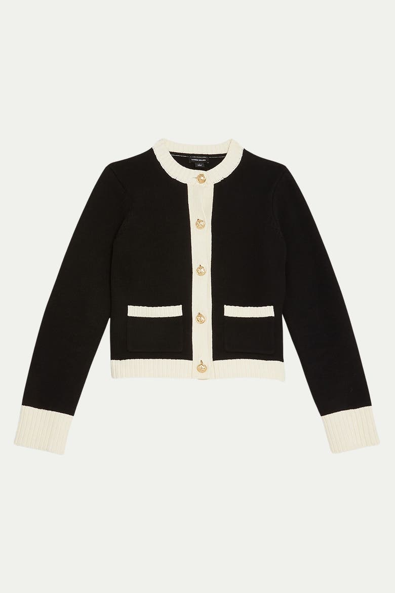 Cotton Cropped Knit Boxy Cardigan, Alternate, color, Mono