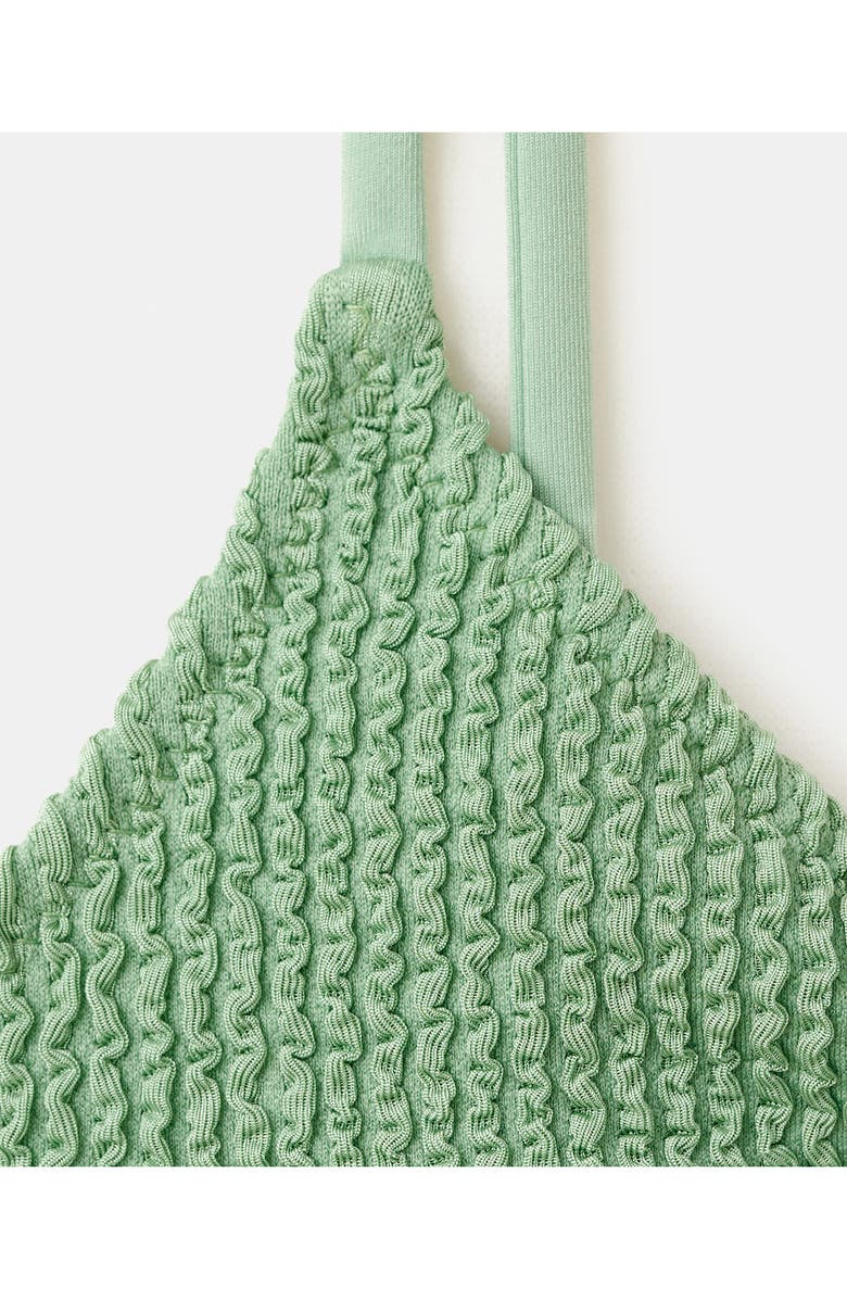 MANGO Textured Triangle Bikini Top, Alternate, color, Pastel Green