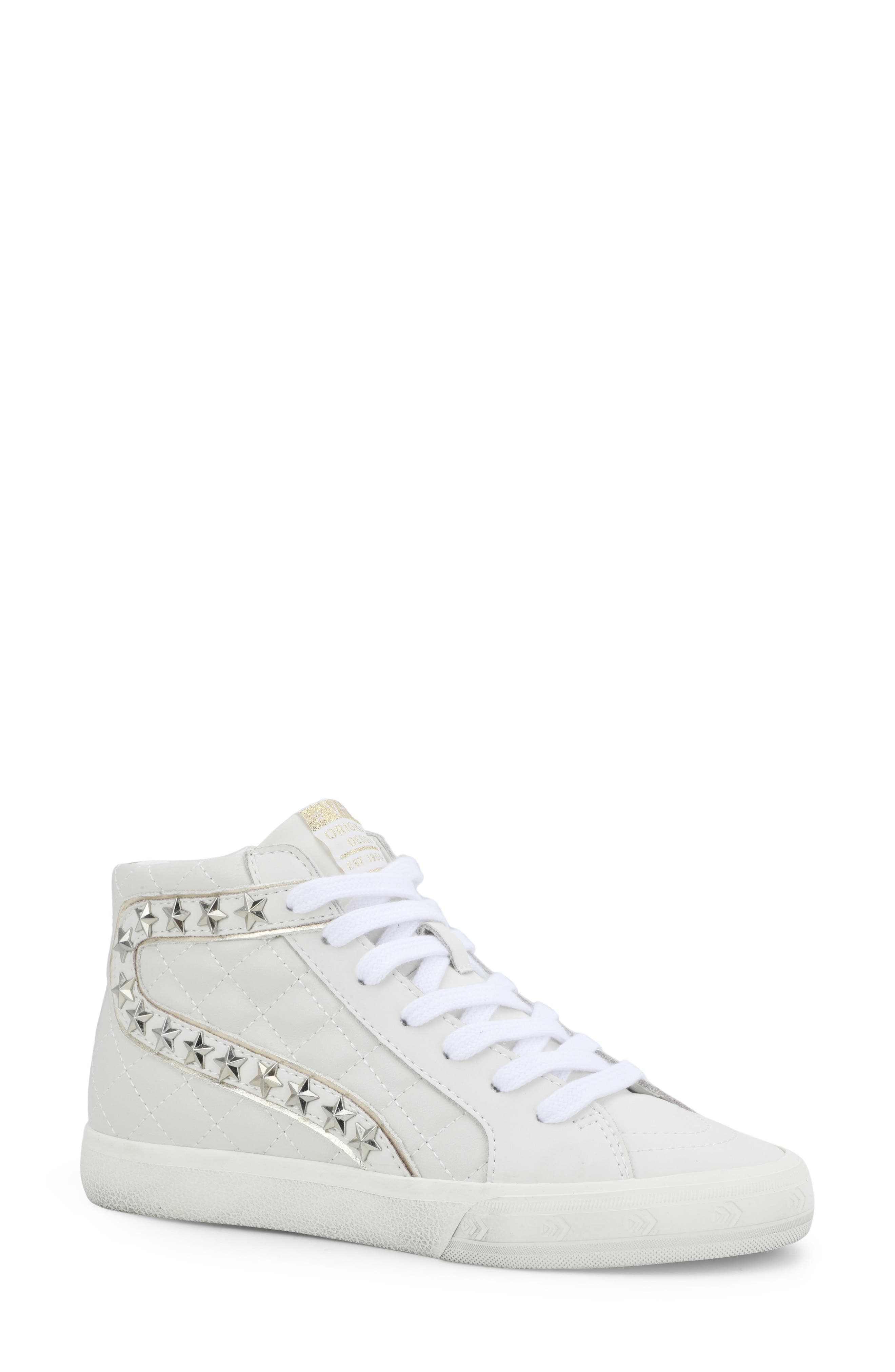 womens white high low tops