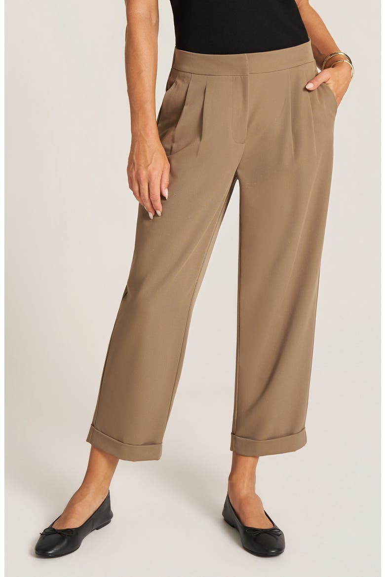 Fox Cuffed Pleated Trousers, Main, color, TOAST
