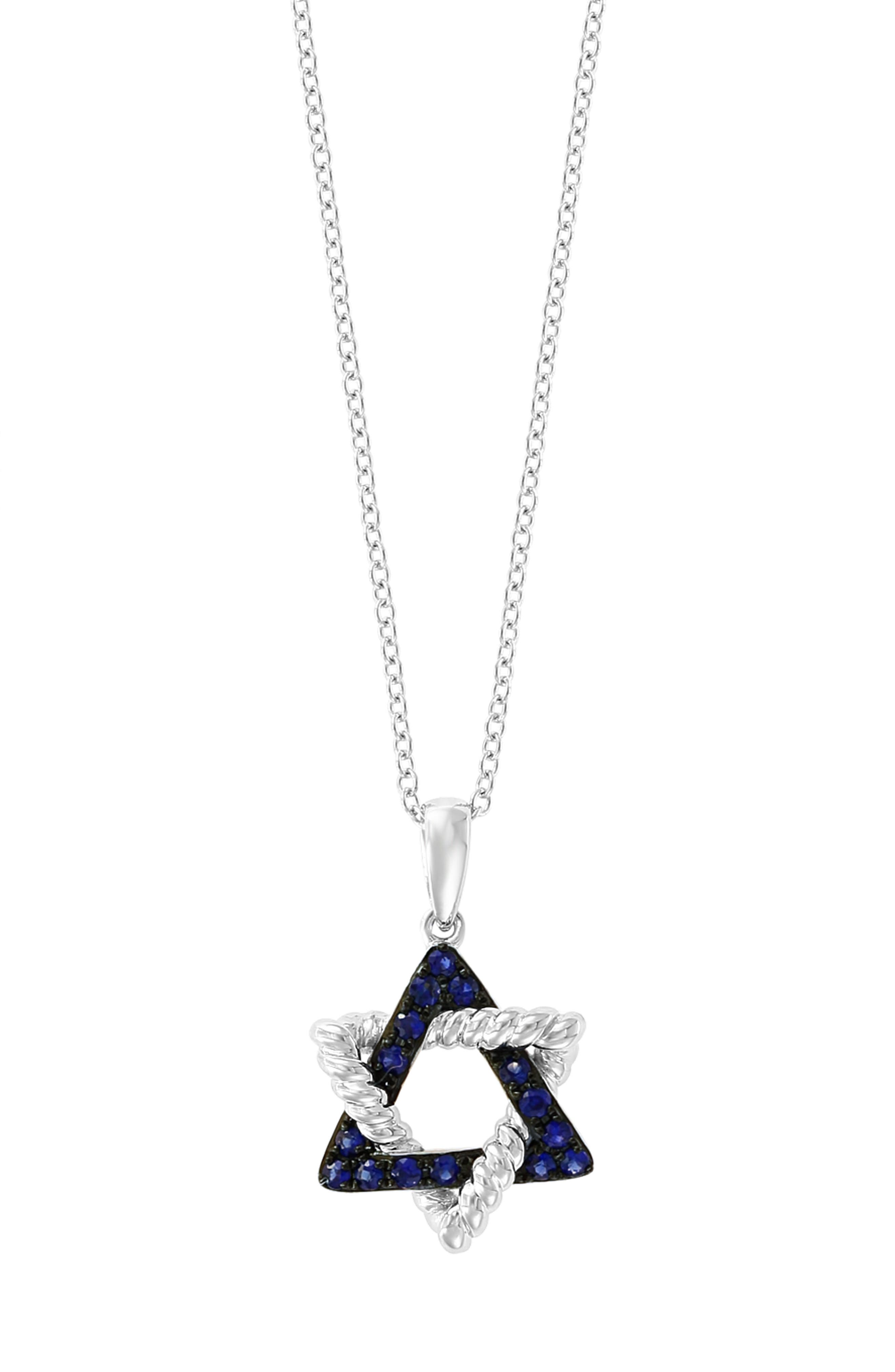 EFFY 14K White Gold Sapphire Triangle Pendant Necklace