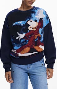 Desigual Mickey Mouse Jacquard Crewneck Sweater