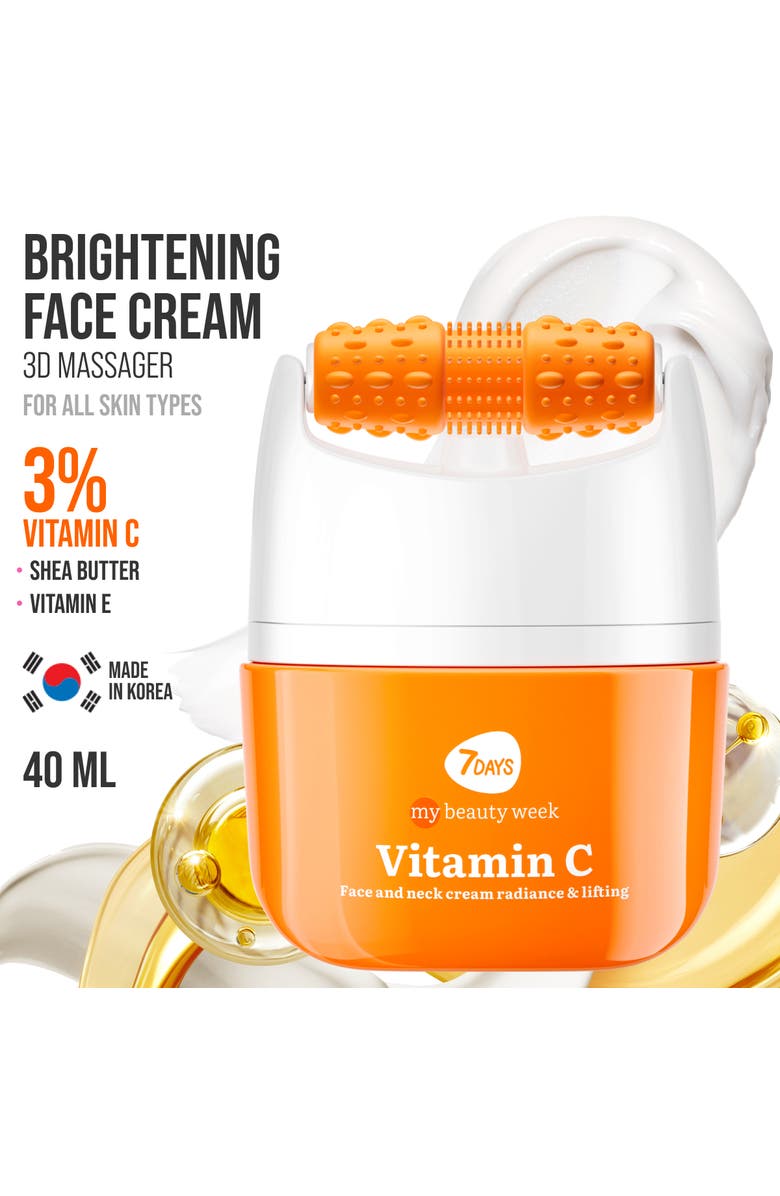 7DAYS Face moisturizer with Vitamin C for Radiance & Lifting with 3D Massage Applicator, Alternate, color, White