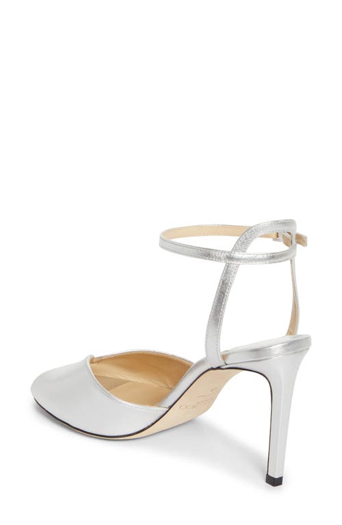 Jimmy Choo Sacaria Imitation Pearl Embellished Ankle Strap Sandal In Silver