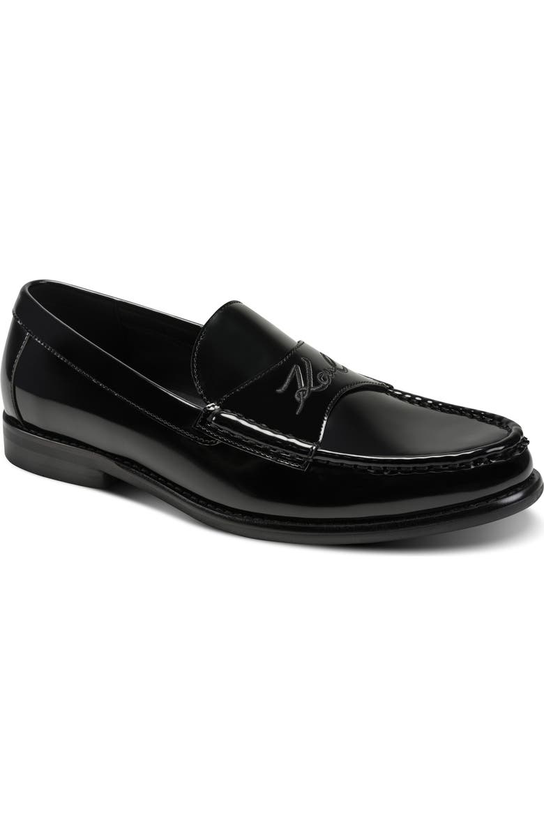 KARL LAGERFELD PARIS Faron Front Embroidered Logo Loafer, Main, color, Black
