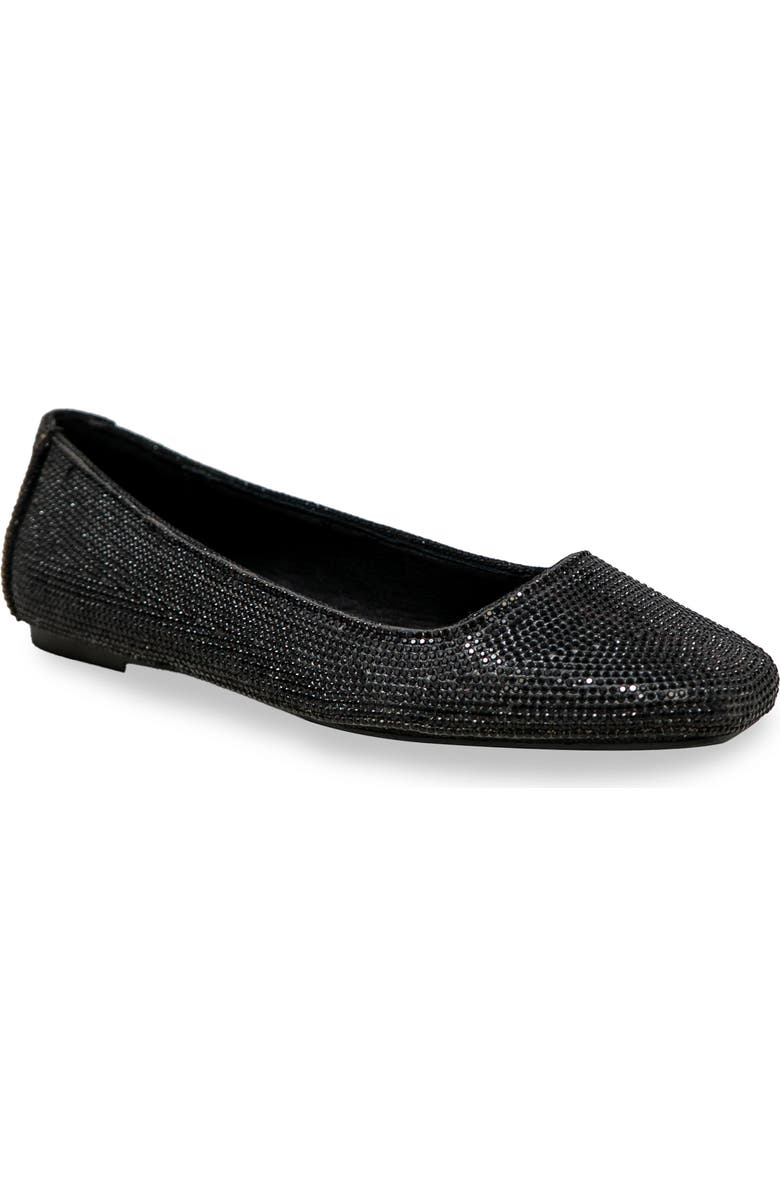 CHASE AND CHLOE Rhinestone Flat, Main, color, Black