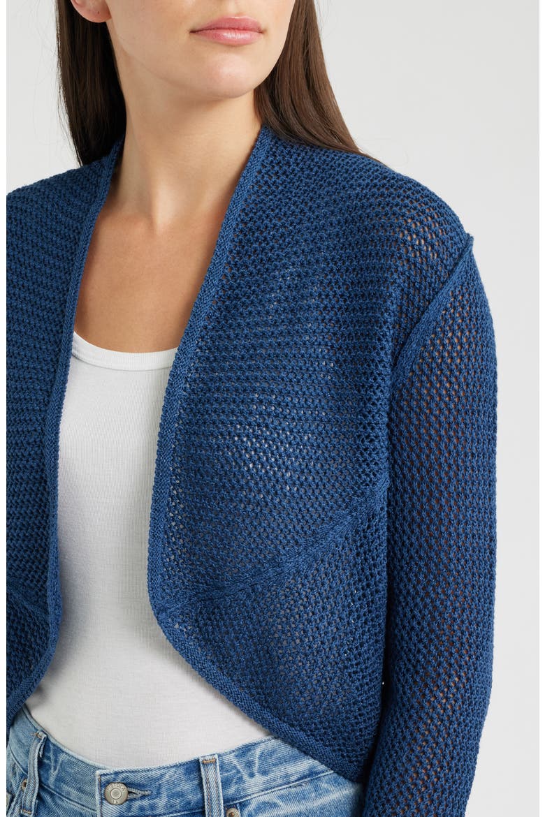 Mesh Stitch Cocoon Cardigan, Alternate, color, RICH INDIGO