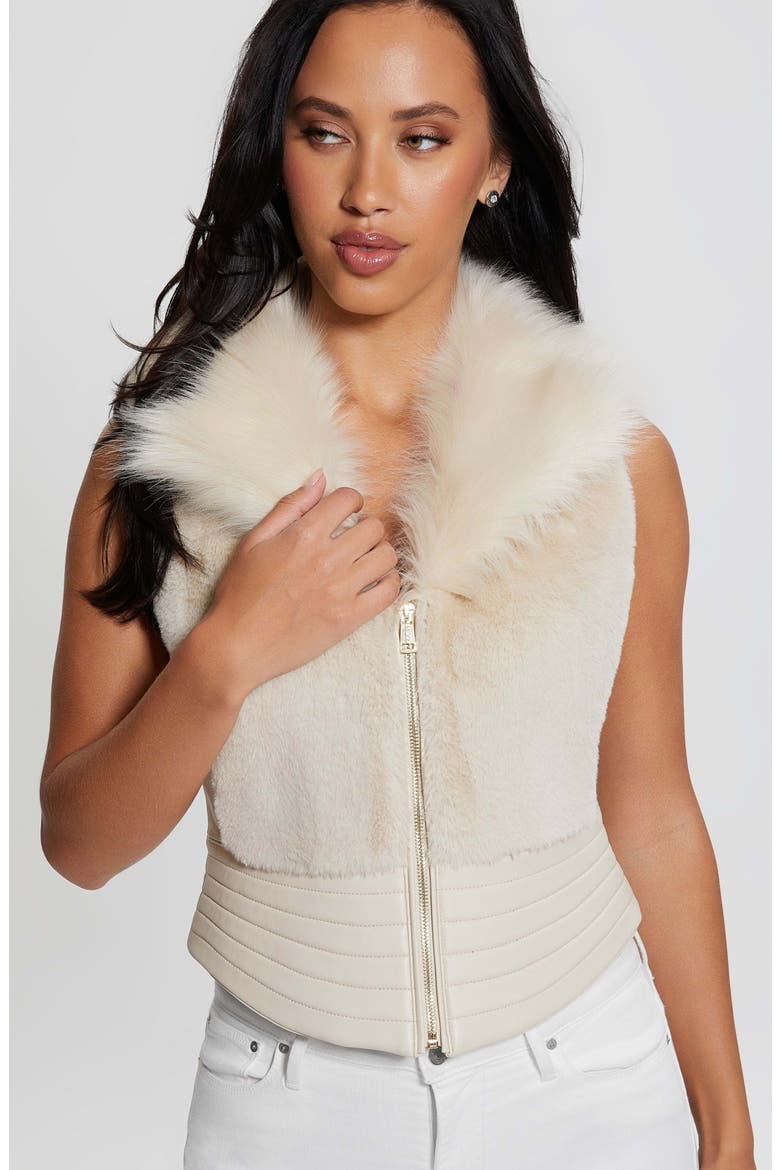 Jodie Faux Fur Vest, Alternate, color, PEARL OYSTER MULTI