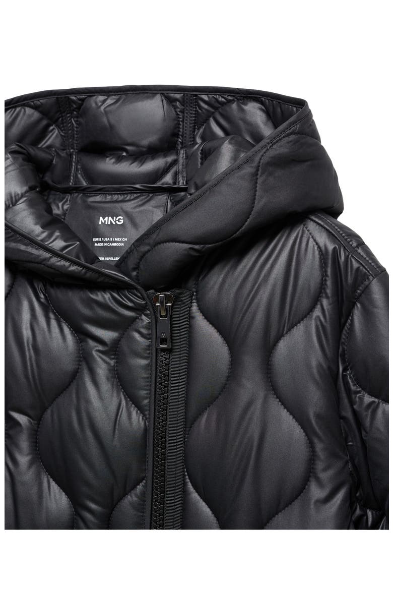 Oversize Hooded Water Repellent Quilted Coat, Alternate, color, BLACK