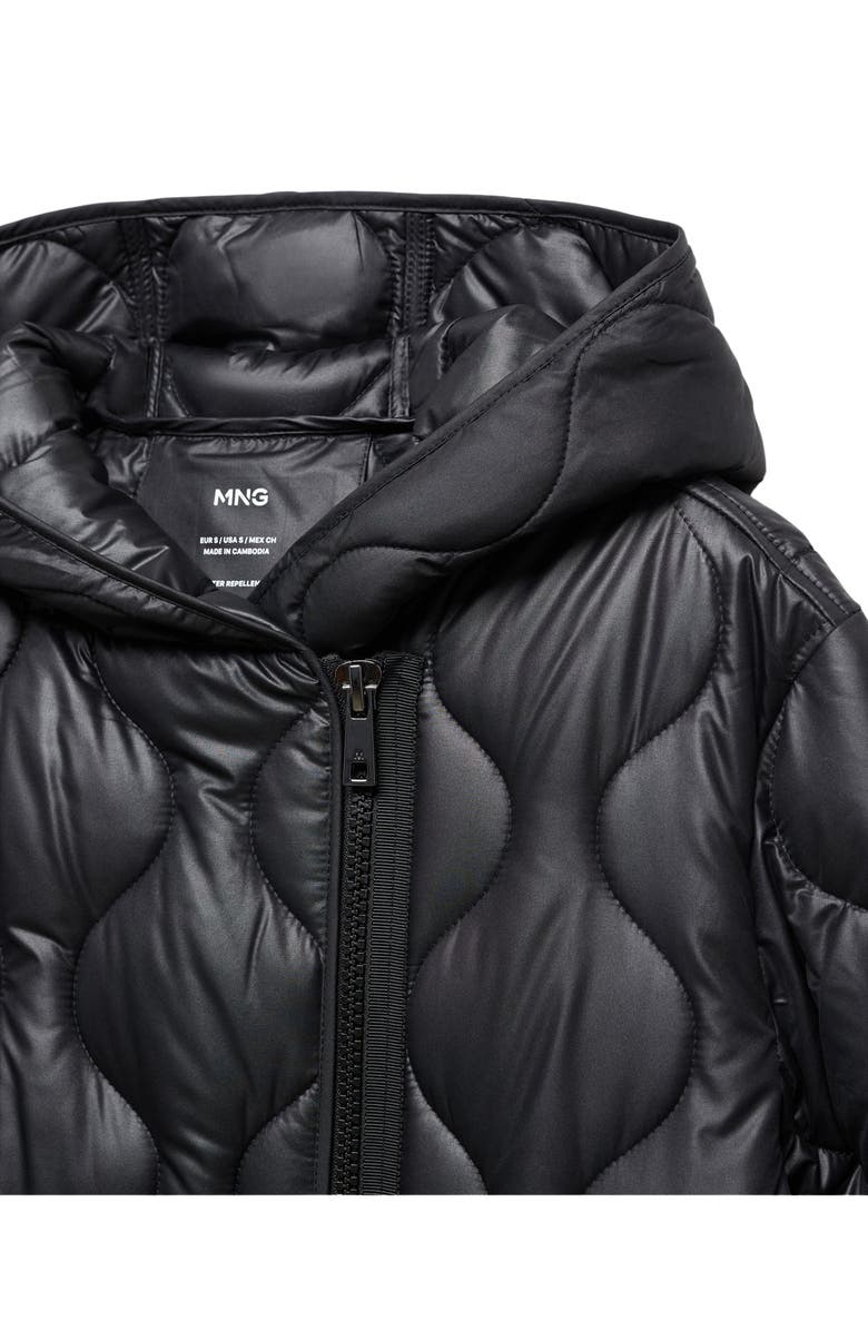 MANGO Oversize Hooded Water Repellent Quilted Coat, Alternate, color, 