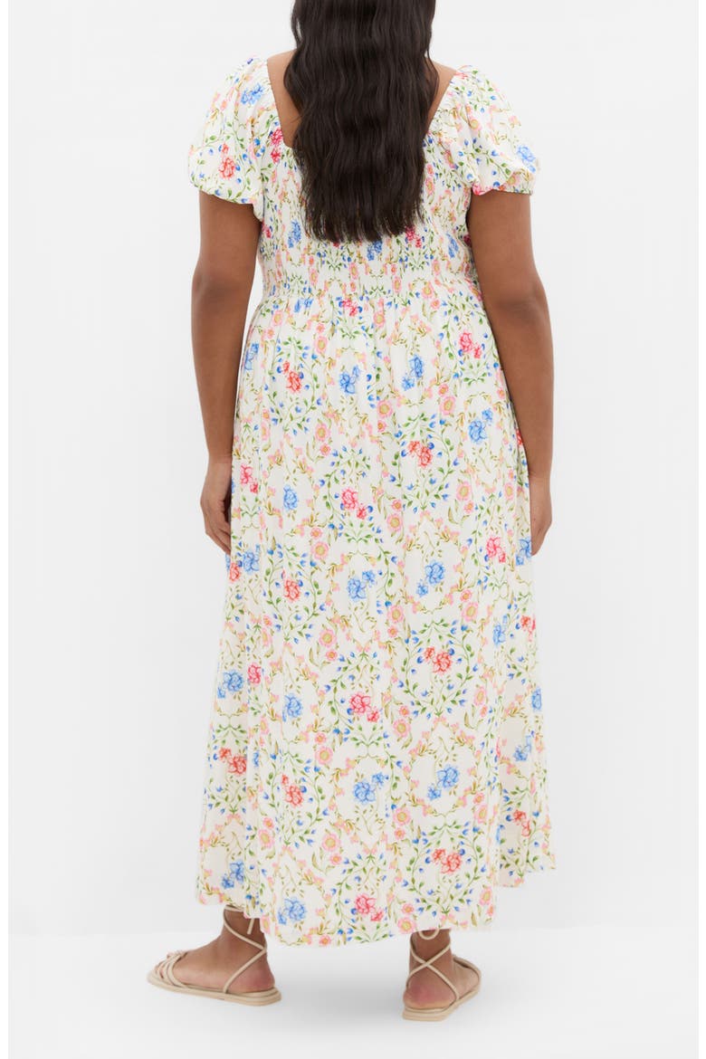 Abbie Floral Print Midi Dress, Alternate, color, COASTAL BOUQUET