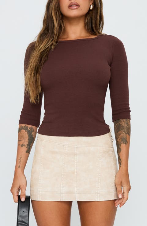 Elaia Three-Quarter Sleeve Crop Top