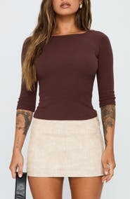 Princess Polly Elaia Three-Quarter Sleeve Crop Top