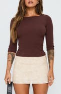 Princess Polly Elaia Three-Quarter Sleeve Crop Top