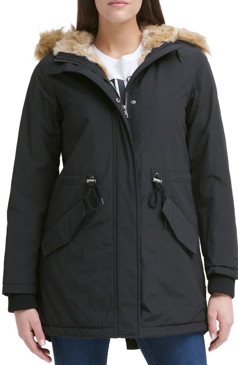 Levi's<sup>®</sup> Arctic Cloth Water Resistant Hooded Parka with Removable Faux Fur Trim, Main, color, 