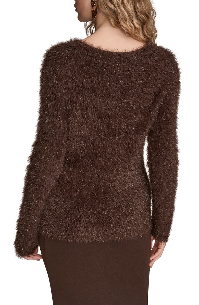 Donna Karan New York Metallic Eyelash Sweater, Alternate, color, Chocolate