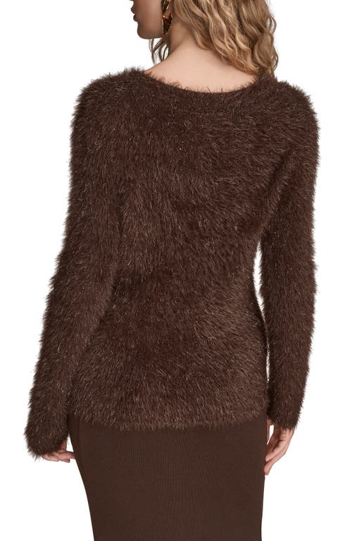 Donna Karan New York Metallic Eyelash Sweater In Brown