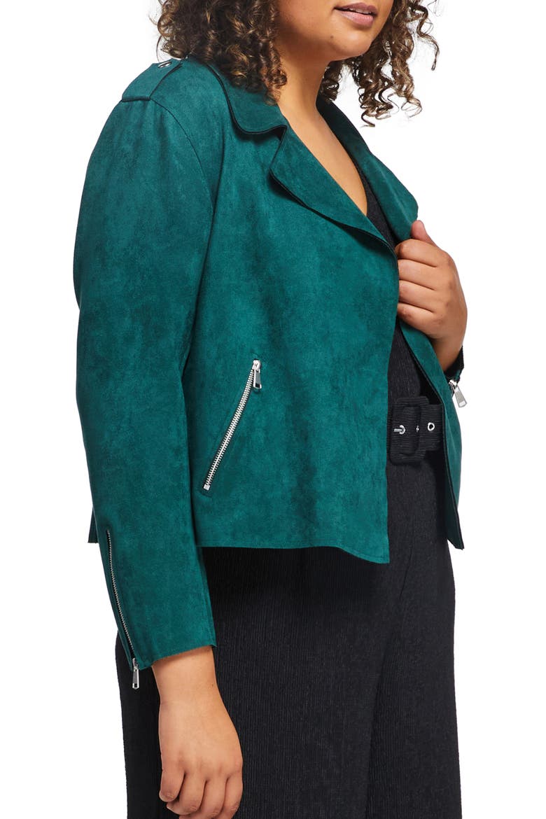 San Diego Faux Suede Biker Jacket, Alternate, color, TEAL