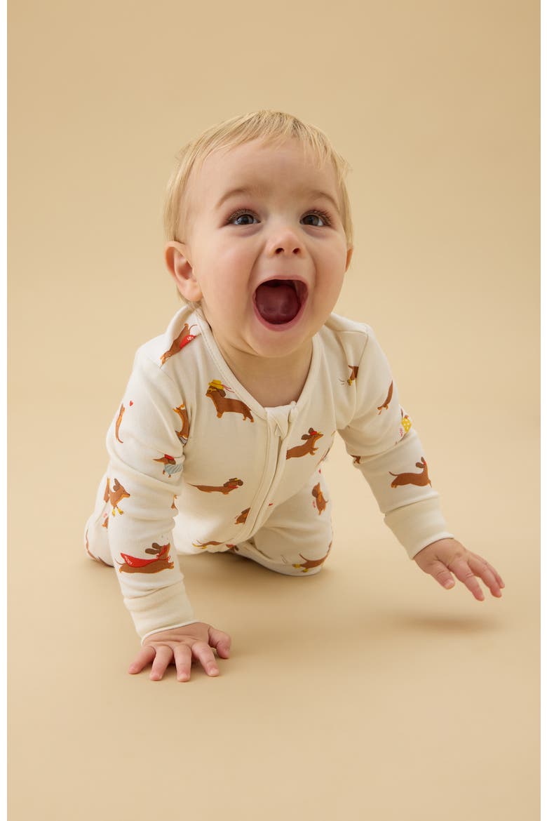 Print Two Way Zip Up Sleepsuit, Alternate, color, Sausage Dog Print