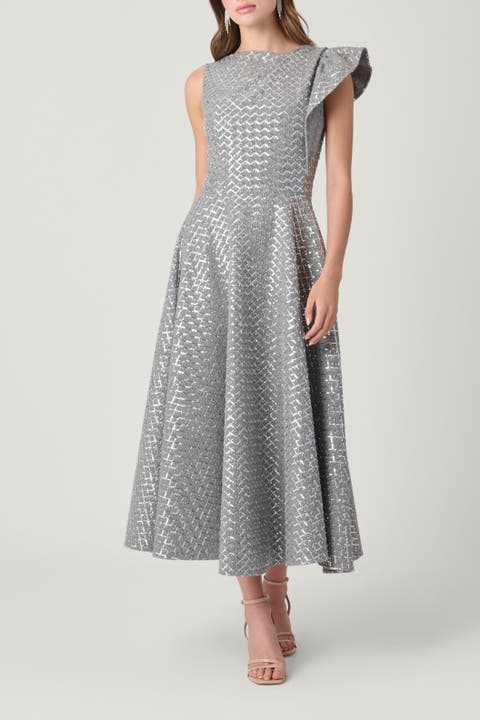 Sequin Embellished Wool Chapman Dress