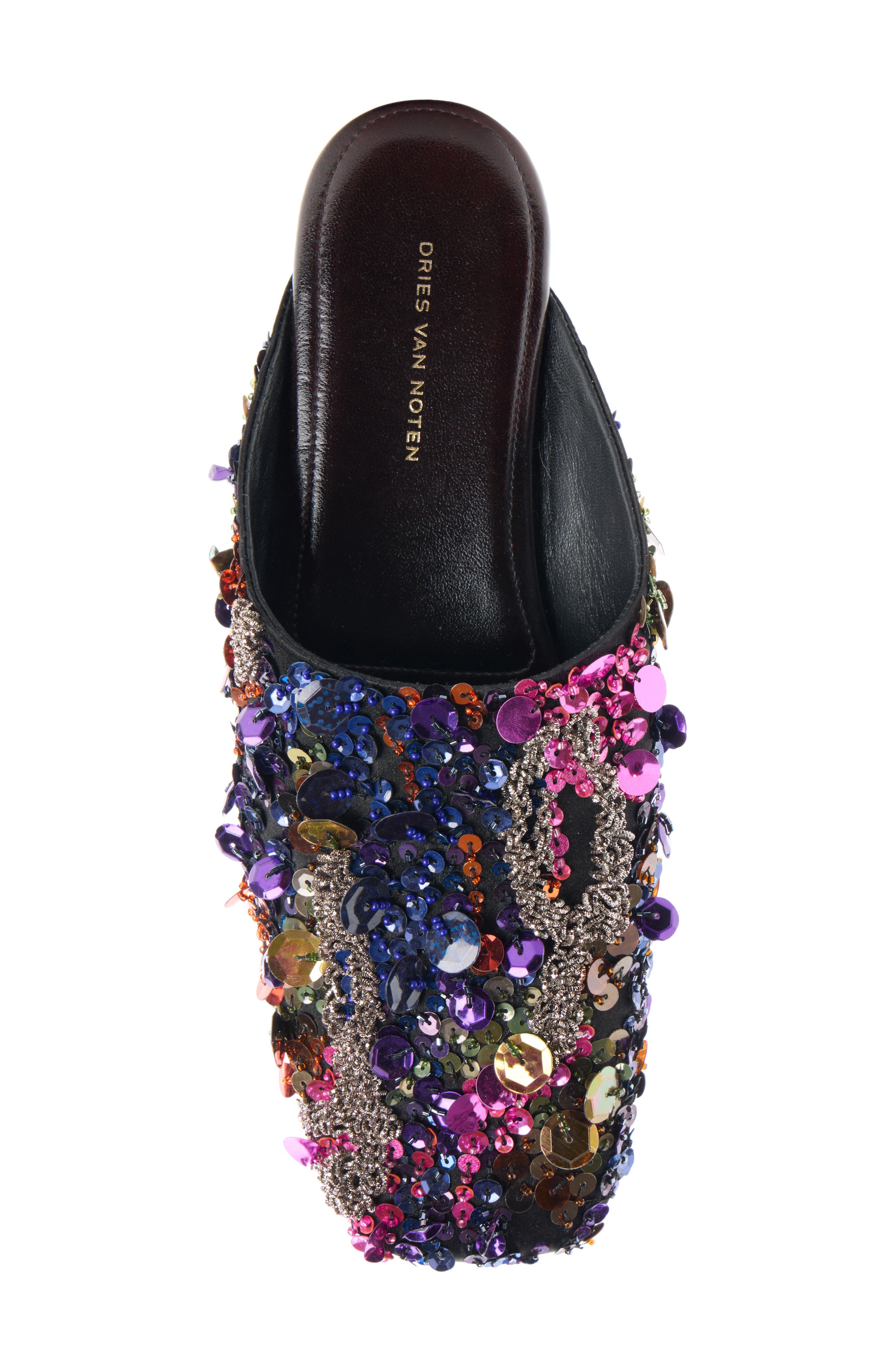 Dries Van Noten Sequin & Bead Mule, Alternate, color, Orange Multicolor