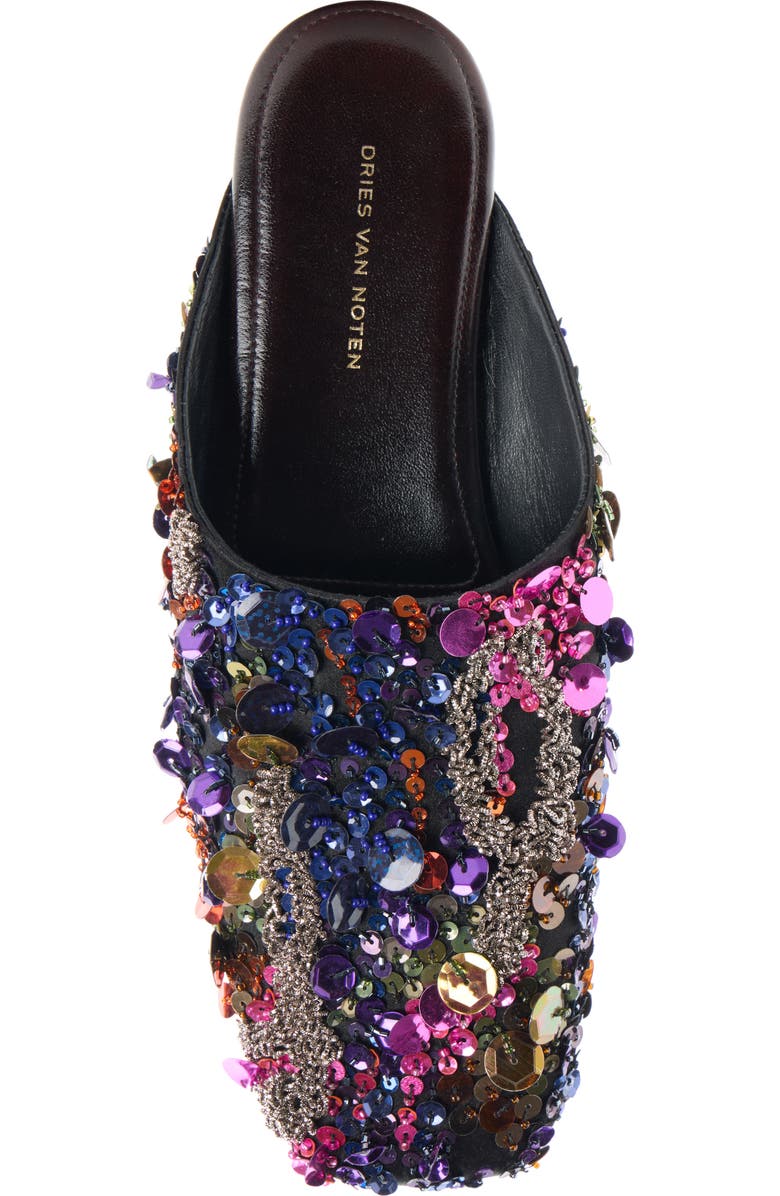 Dries Van Noten Sequin & Bead Mule, Alternate, color, Orange Multicolor
